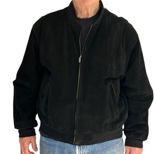 croft & barrow Black Suede Bomber Jacket - XL